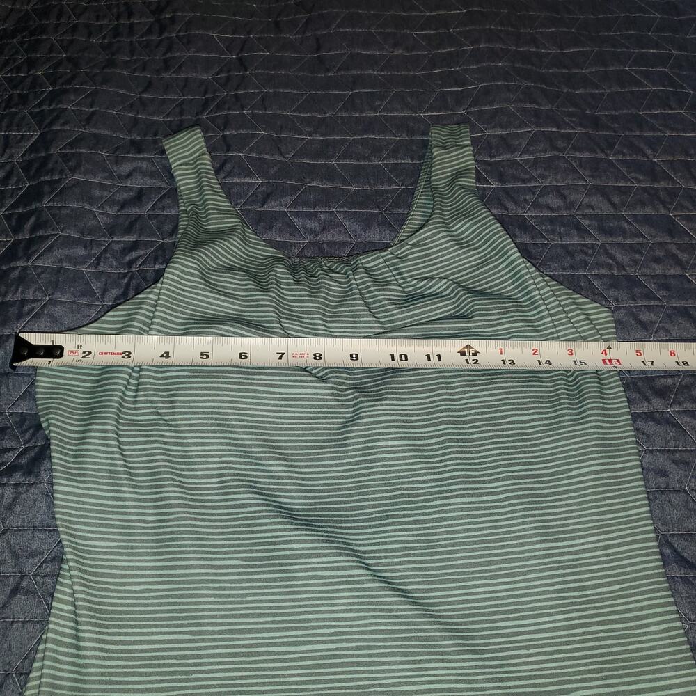 prAna Skypath Dress M Teal Gray Stripe Built In Bra Midi Active Outdooor - Picture 8 of 10